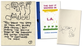Charles Bukowski Original Artwork From The Day It Snowed in L.A. -- One of Only 11 Copies of the Limited Edition Signed by Bukowski & Containing His Hand-Drawn Illustration From the Book